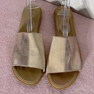 Sorel Ella  Rose Gold Champagne Suede Slip On Sandals Slides 10